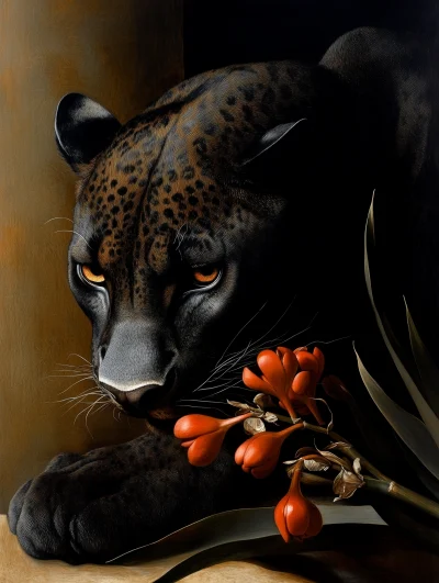 Panther Amongst Flowers