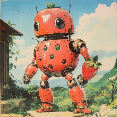 Vintage Anime Strawberry Robot