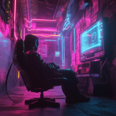 Cyberpunk Room with Neon Lights