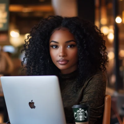 Elegant Woman at Starbucks