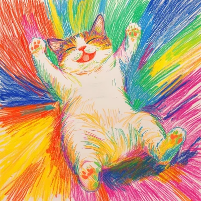 Cute Happy Cat Drawing