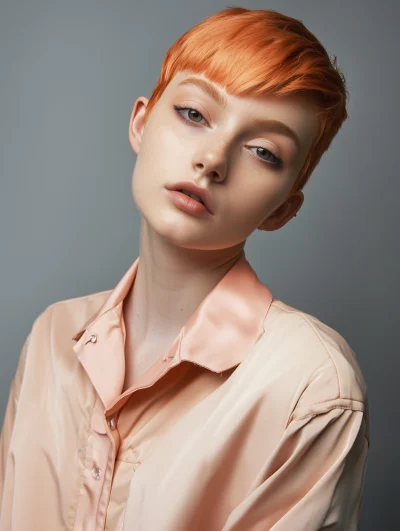 Young Woman in Peach Outfit