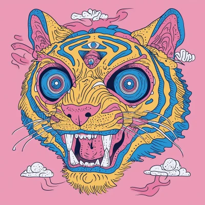 Psychedelic Tiger Head