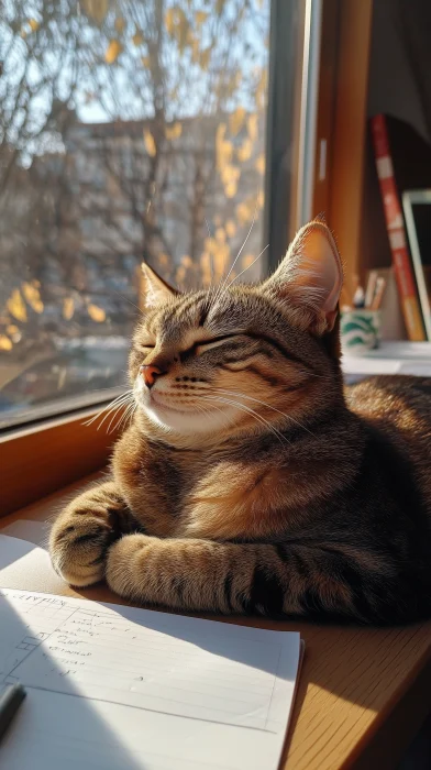 Cat Basking in Sunlight