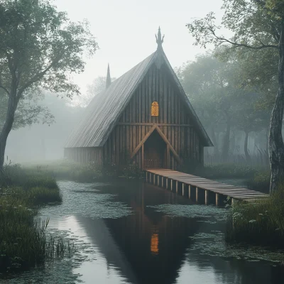 Foggy Medieval Building