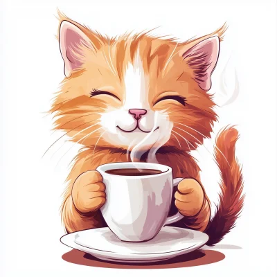 Cat with Coffee