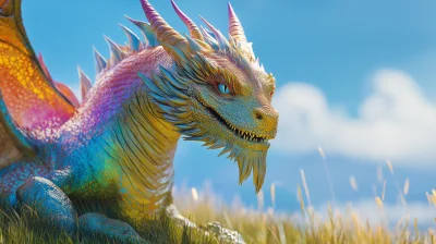 Rainbow Dragon in Swiss Landscape