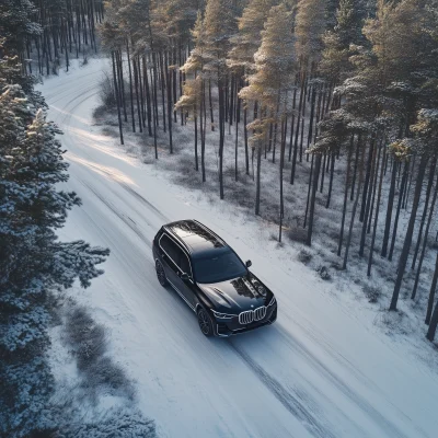 BMW X7 in Winter Forest