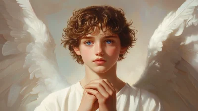 Angelic Boy with White Wings