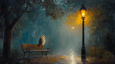 Lonely Owl in Rain