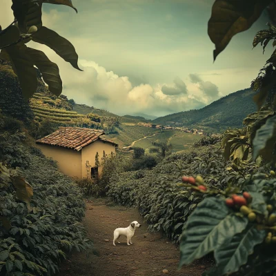 Surreal Dog on Coffee Farm