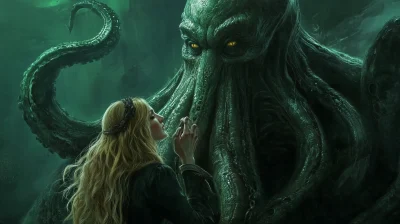 Cthulhu Flirting with Zelda Spellman