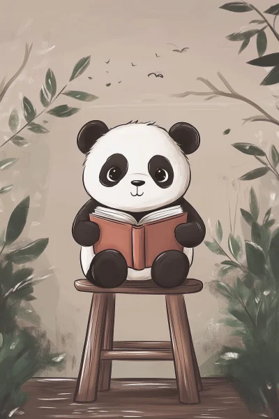 Kawaii Panda Reading