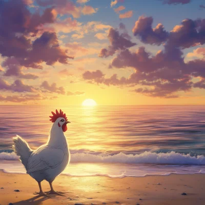 Anime Chicken at Sunset