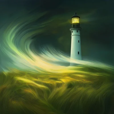 Lighthouse in a Green Field