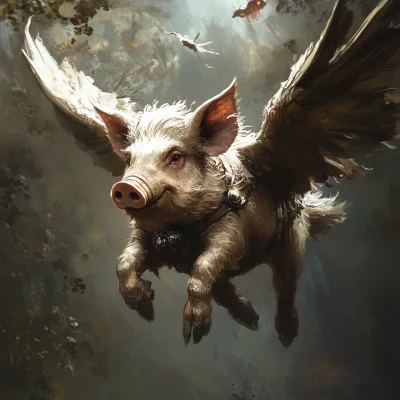 Winged Boar in Flight