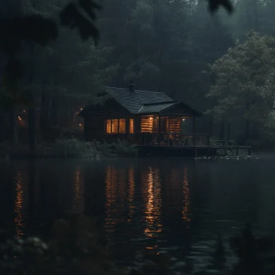 Abandoned Cabin in the Rain