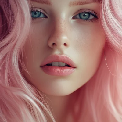 Close-Up of Beautiful Pink-Haired Girl