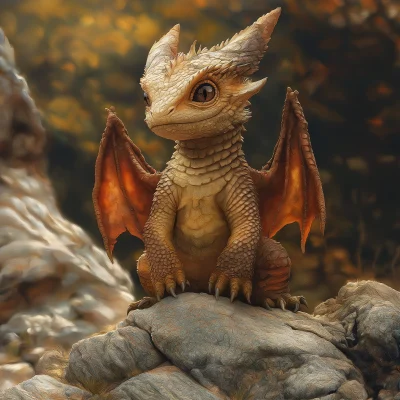 Baby Dragon on a Rock