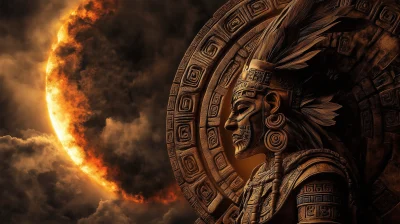 Mayan Anunnaki Deity with Solar Eclipse