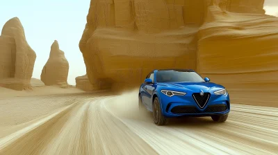 Speeding Alfa Romeo Stelvio