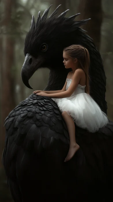 Girl Riding a Fantasy Bird