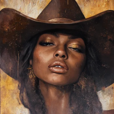 Fierce Woman in Cowboy Hat