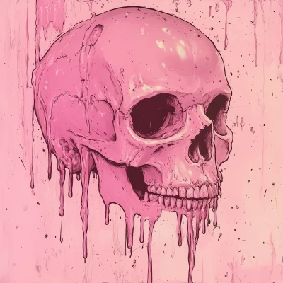 Melting Pink Skull Art