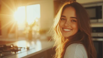 Smiling Young Woman Cooking