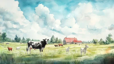 Country Farm Watercolor