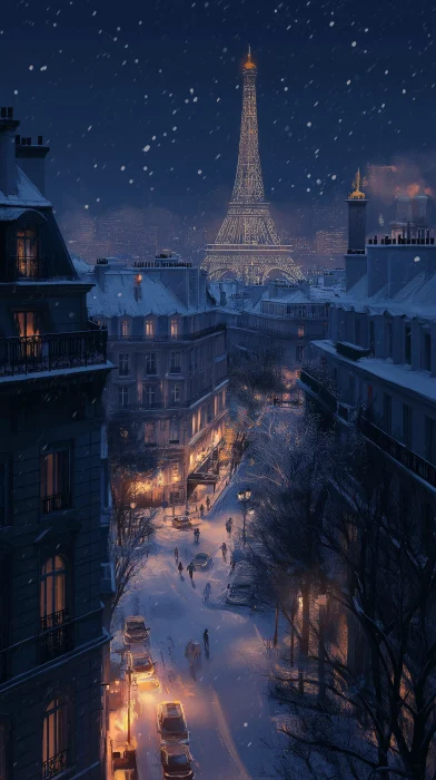 Paris at Night in January