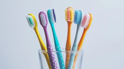 Colorful Toothbrushes in a Glass