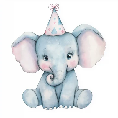 Cute Elephant with Party Hat