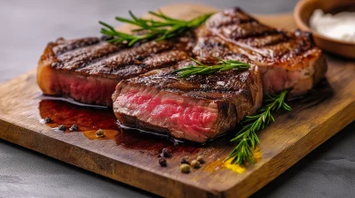 Rib Eye Steak on Cutting Board