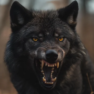 Angry Black Wolf