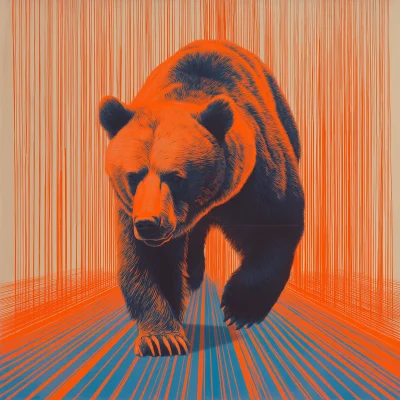 Grizzly Bear in Orange Tones