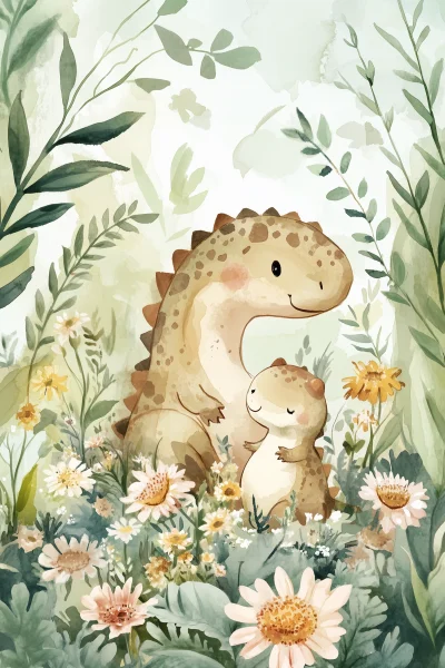 Adorable Dinosaurs in the Forest