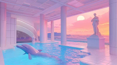 Dolphin at the Vaporwave Pool