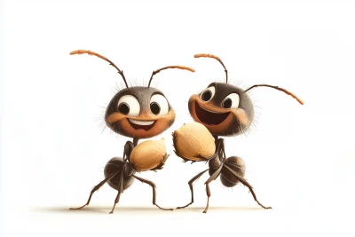 Ant Characters Carrying a Seed