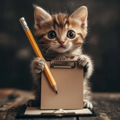 Kitten with Clipboard