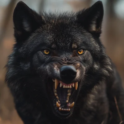 Angry Black Wolf