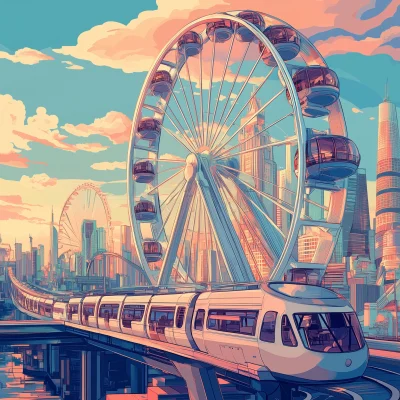 Cityscape with Ferris Wheel