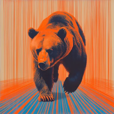 Grizzly Bear in Orange Tones