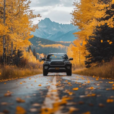 Autumn SUV Parked Scene