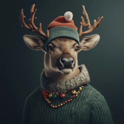 Reindeer in Christmas Attire