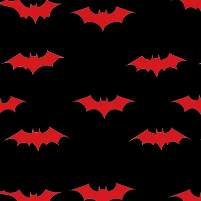 Seamless Black Banner with Red Bat Symbols