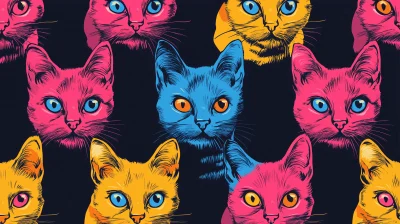 Colorful Anime Cats Pattern