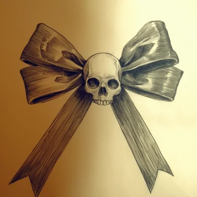 Bow with Skull Tattoo Design