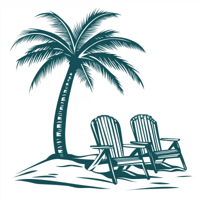 Beach Chairs and Palm Tree Logo