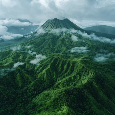 Lush Forest Volcano